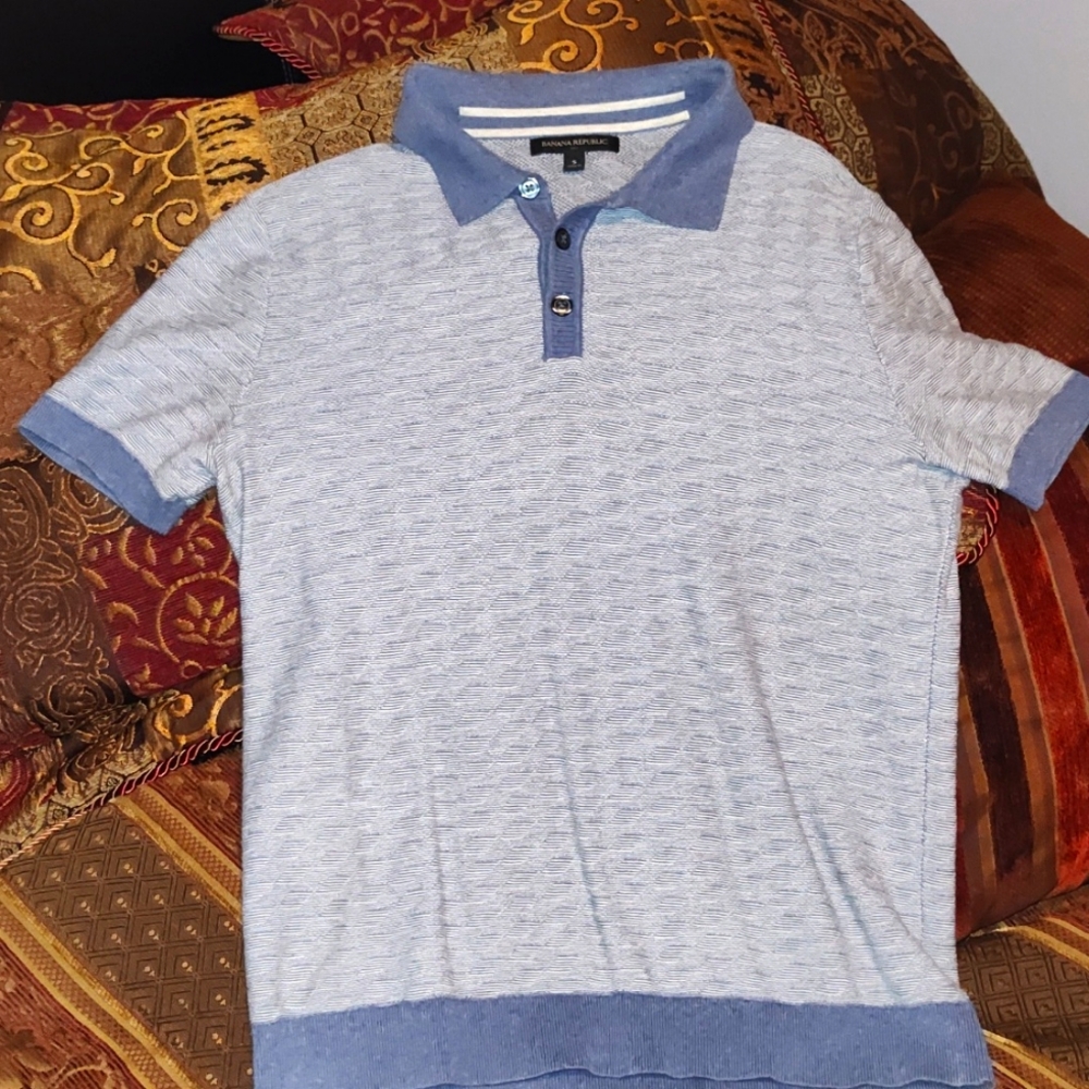 Vintage- Banana Republic -Cotton Knit Polo /light blue 🩵/ men's SZ SMALL